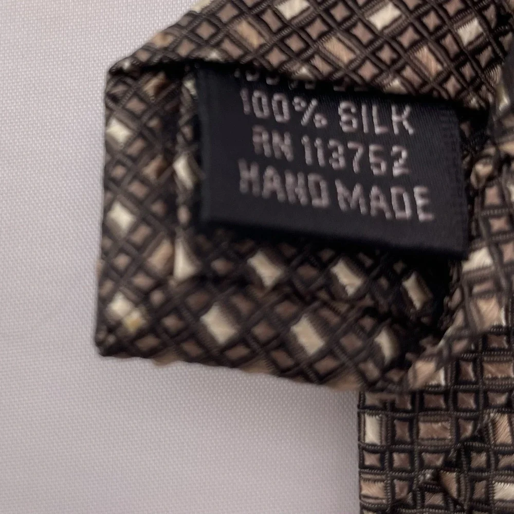 PRONTO UOMO Men's Silk Necktie‎ Designer Brown Geometric Handmade 59